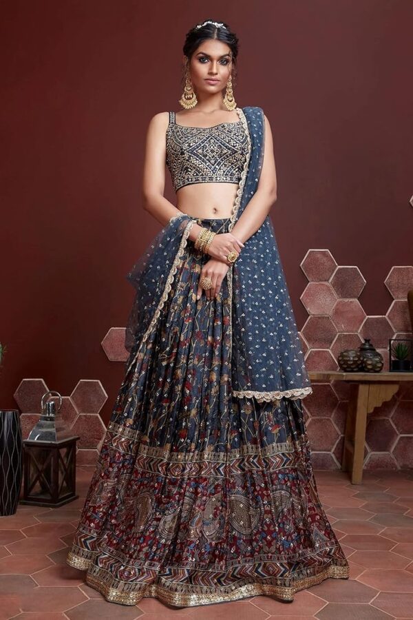 818G72OXViL._AC_UY1100_ Elegant Cherry Red Embroidered Silk Lehenga