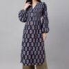 Janasya Women's Pure Cotton Regular Fit Floral Printed A-Line Kurta