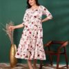 Yash Gallery Women's Rayon Floral Printed Tiered Style Maxi Dress