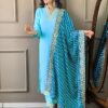 Naixa Women's Rayon Embroidered Straight Kurta with Pant and Dupatta Sets